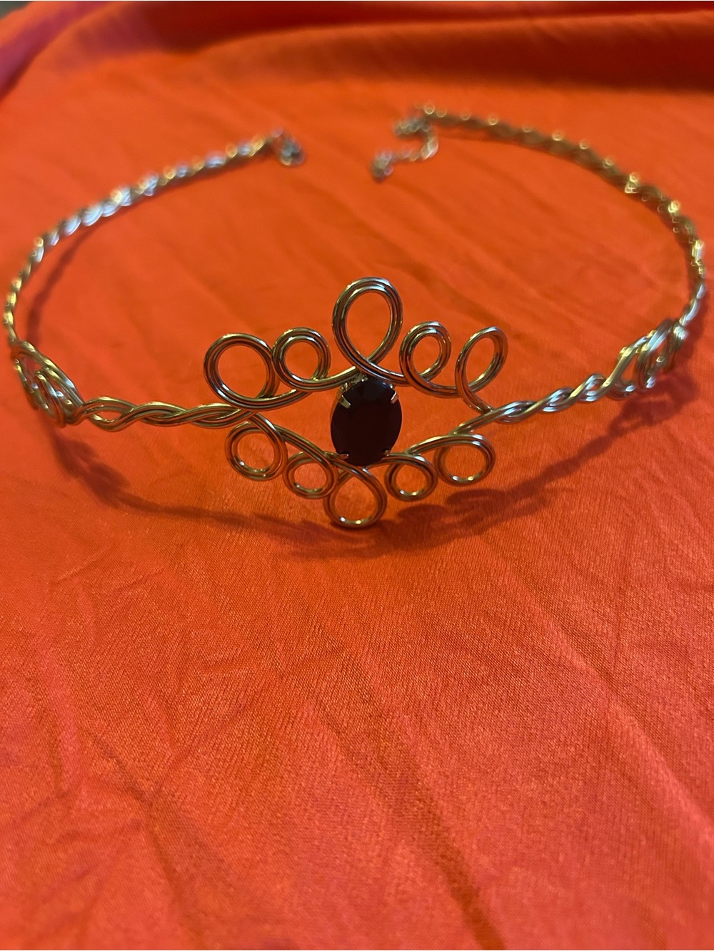 Renaissance Festival Gold Circlet Headband with Black Stone
